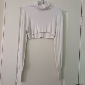Brandy Melville White Cropped Cotton Turtleneck
